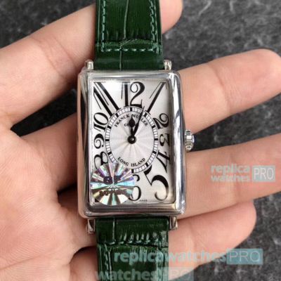 Swiss Replica Franck Muller Long Island Green Leather Ladies Watch